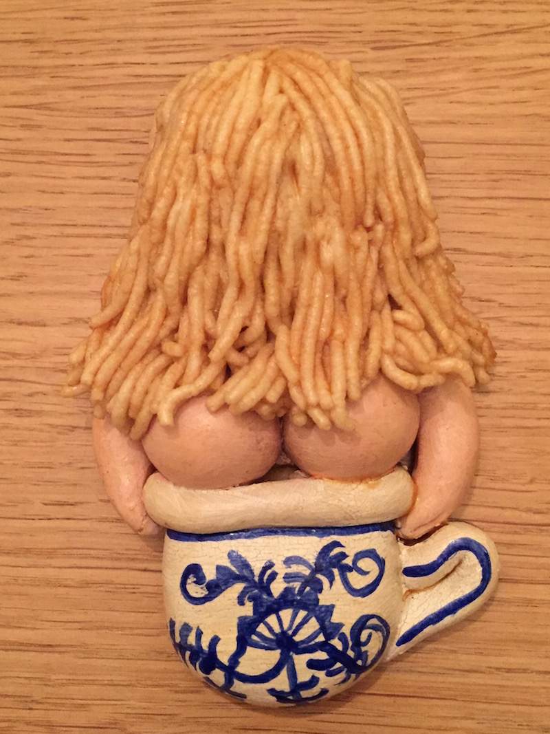 salt dough girl on potty